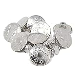 Farbe: Silber BIG-SAM - 10 Metallknöpfe/Jeansknöfe - ⌀ 20mm - Altkufer, Altsilber oder Silber - mit Motiven - Nähfrei! (Silber)