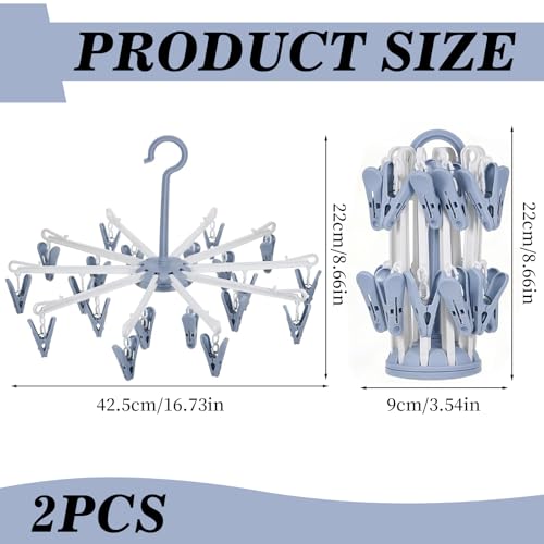 YUZHEDM 20 Clip Sockentrockner Séchoir a Chaussettes Pliant, Séchoir Rotatif en Acier Inoxydable, Crochet Coupe - Vent Pour Chaussettes, Sous - Vêtements, Lingerie, Linge de Lit et Tous les Petits Art