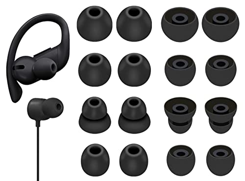 8 Pairs Powerbeats Pro Ear Tips Buds, 4 Size Replacement Soft Flexible Fit in Case Noise Reduce Silicone Rubber Gel Earbuds Eartips Wing Skin Accessories Compatible with Beats Flex/BeatsX - Black by IiEXCEL - Used condition - US$6.97