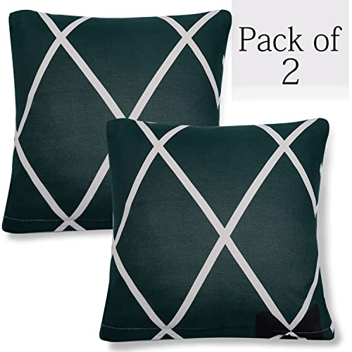 Image of HOKIPO Polyester Blend Stretchable Cushion Cover 16x16, Pack of 2 (AR-4098-D22*2), (40 x 40cm),Blue