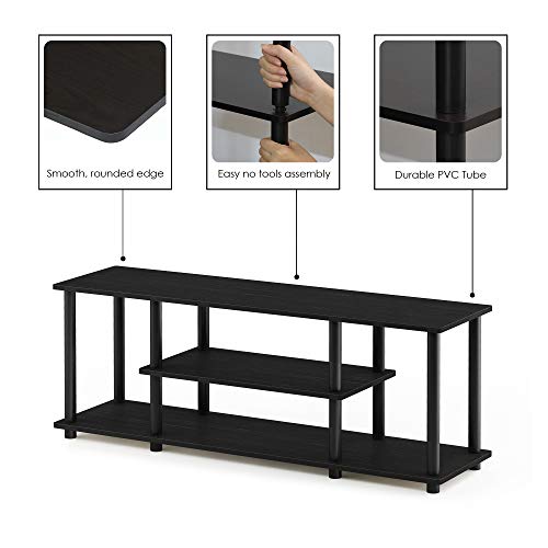 Image of Furinno Turn-N-Tube No Tools 3D 3-Tier Entertainment TV Stand up to 50 inch TV, Round Tubes, Walnut | for TV up to 50 Inch, Open Frame Rectangular Entertainment Center with Storage Shelf, TV Console, for Living Room, Bedroom