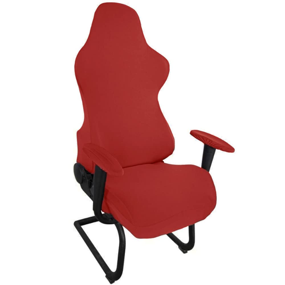Highdi Red Stretchable Gaming Chair Covers, Computer Office Chair Cover Stretch High Back, Spandex Gaming Armchairs Protector For Racing Chairs, Game Chair (One Size,)