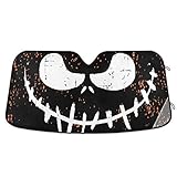 Car Sun Visor Skull Car Front Windshield Sunshade Accordion Folding Auto Sunshade 55 x 28 Inch