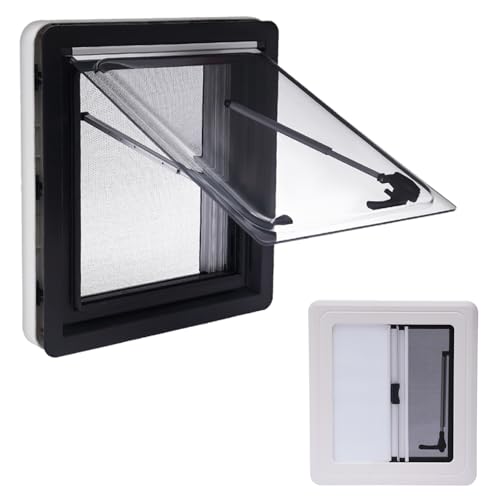 Ventana Caravana Ventana Camper 450 x 500 mm, E13 ventana de caravana de 70°, con mosquitera y estor integrado, ventana lateral para caravana, ventana lateral de empuje externo, ventana de exposición