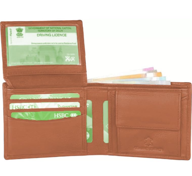 Image of WILD NAPA RFID Protected Brown Genuine Leather Wallets for Men (T-Tan)