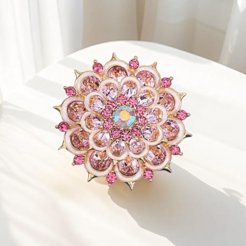 Image of Rhinestone Crystal Flower Brooch Pin Sparkling Large Crystal Sunflower Brooch Vintage Floral Lapel Pins Rhinestone Flower Bouquet Broochs Rose Snowflake Broochs Wedding Bridal Dress Jewelry for Women