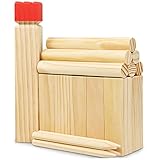 kubb spielregeln anleitung Kubb Spiel Set beinhaltet: Rotkopf quadratisches Holz (König) * 1, kurzes quadratisches Holz (Soldat) * 10, runder Stock (Wurfstange) * 6, spitzer runder Stock (Eckstange) * 4, Bedienungsanleitung (Englisch, Deutsch, Französisch, Niederländisch)*1, Farbfeld*1.Spiele für Draussen Spielset wird in einer Farbbox geliefert, und alle Spielzubehörteile werden zur einfachen Aufbewahrung und zum Transport in die Box gelegt.