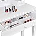 Giantex Vanity Set with Large Drawer and 2 Removable Dividers, Makeup Dressing Table with Rotated Mirror and Cushioned Stool, Modern Girls Women Makeup Table for Bedroom Bathroom (White)
