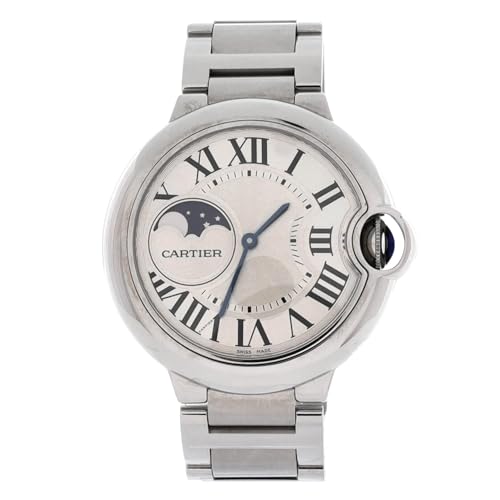 Pre-Loved Ballon Bleu de Cartier Moonphase Automatic Watch Stainless Steel 37, Silver