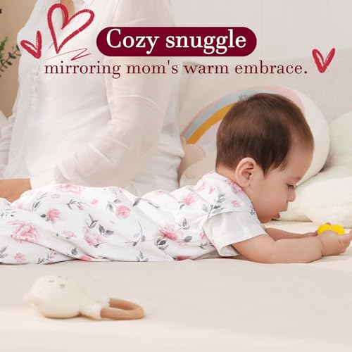 Image of david's kids 3 Pack 100% Organic Cotton Baby Sleep Sack 6-12 Months, Ultra Soft Baby Wearable Blankets with 2-Way Zipper, Comfy Sleeping Bags for Infant Newborn Boys Girls Neutral, Medium Size, Floral