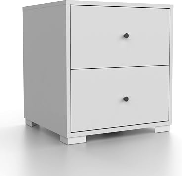 2 Çekmeceli Yatak Odası Başucu Komodin – Minimal Modern Tasarım – Şifonyer Tarzı Komodin - KMD104 Beyaz 42x46x43