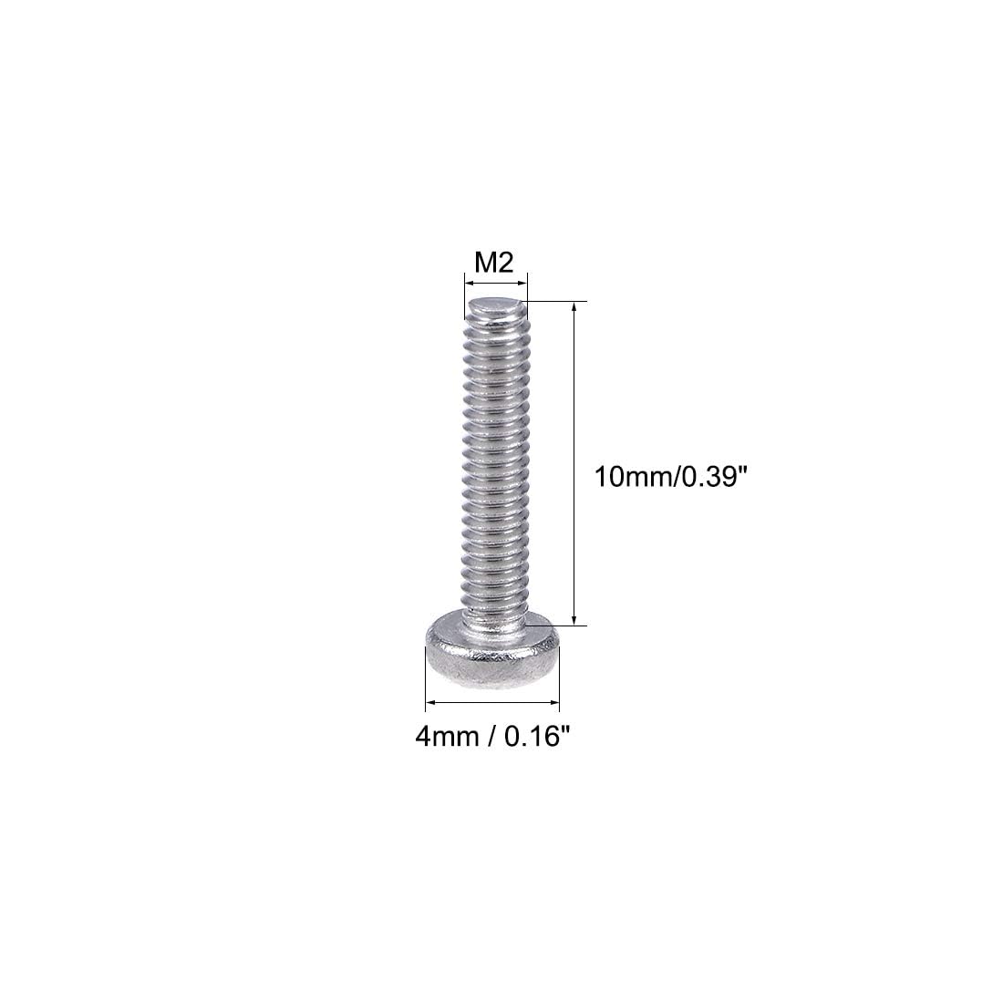 TOP-VIGOR 100Pcs Cross Pan Head Machine Screws, M2x10mm Phillips Round Head Screws Bolts for Machinery Furniture, Car - Image 2