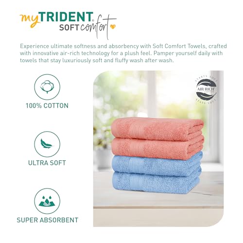 Image of MYTRIDENT Soft Comfort Air Rich Towel 100% Cotton Hand Towel for Daily use, 500 GSM Highly Absorbent Towels for Men /Women, 4Pc Hand Towel Set (41 cm X 66 cm), Allure and Coral Haze