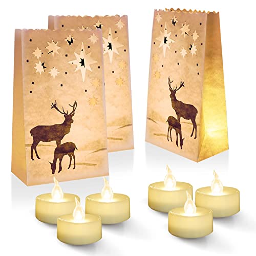 Homemory 24 Christmas Luminary Bags + 24 Flameless Flickering Bright Tealights #TOP15