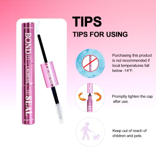 Image of Lash Glue LAUBESS Waterproof 2-IN-1 Lash Bond and Seal Eyelash Glue Long Lasting 72H DIY Lash Extension Glue Home Use Latex-Free (Clear 5ml+5ml)