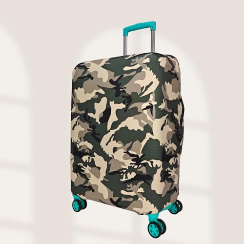 Image of Printed Polyester Suitcase Cover Stretchable Luggage Protector Trolley Bag Cover Travel Accessory (Fougi Green-M)