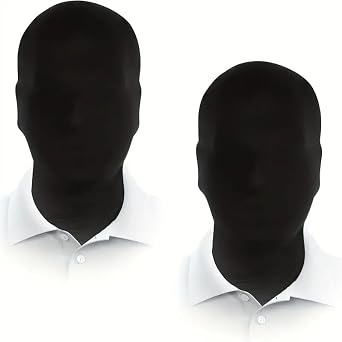 2 Pieces Full Face Mask,Unisex Full Face Cover Zentai Hood Mask for Halloween Costume 2nd Skin Masks Halloween Cosplay Spandex Hood for Unisex ClothBlack