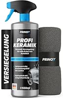 Prinox Profi Keramikversiegelung Auto Set 550 ml inkl. Mikrofasertuch - Keramik Versiegelung für perfekten Glanz mit Versiegelungs-Effekt - Premium Lackversiegelung, Flüssigglas für alle Lacke