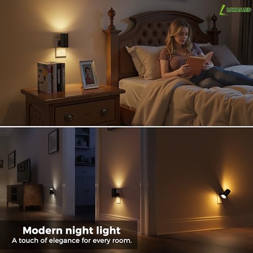 Image of L LOHAS LED Night Light, Dimmable Plug in Night Light with 5 Color Temperatures, 330 Rotating, Dusk to Dawn Sensor, LED Nightlight for Kids, Adults, Hallway, Bedroom, Bathroom, 4 Pack