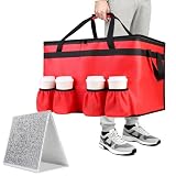 CIVJET Insulated Food Delivery Bag with 4 Cup Holders & Bottom Plate, XXXL