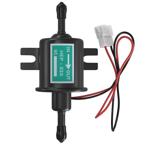 AUTOSTARSHIP 12V Universal Low Pressure Fuel Pump Gas Inline Metal Solid Petrol Compatible for Motorcycle Carburetor ATV Boats Cars Lawn Mowers w/Fuel Filter - Thumbnail 4