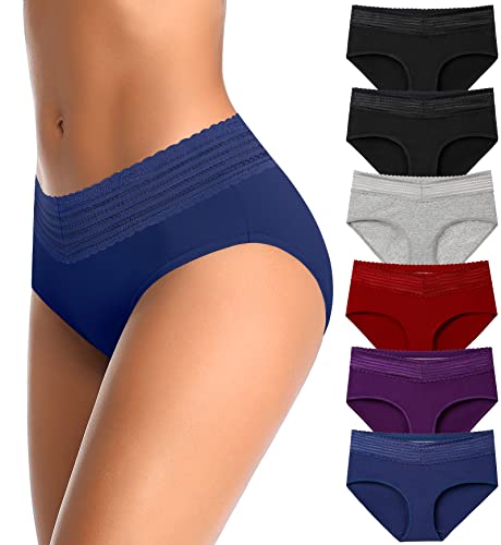 K-CHEONY Womens Underwear Cotton Panties Soft Lace Bikini Comfy Briefs Underpants Ladies Hipster for Women
