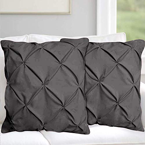 Pinch Pleated European Pillow Shams Set of 2 Dark Grey Pinch Pillow Shams European Square 800 TC 100% Egyptian Cotton Pinch Euro 26x26 Pillow Cover Gorgeous Decorative Pinch Pillow Shams