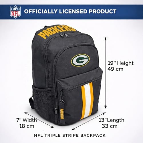 Image of NFL Green Bay Packers Backpack - Triple Stripe Wordmark Design with Keychain