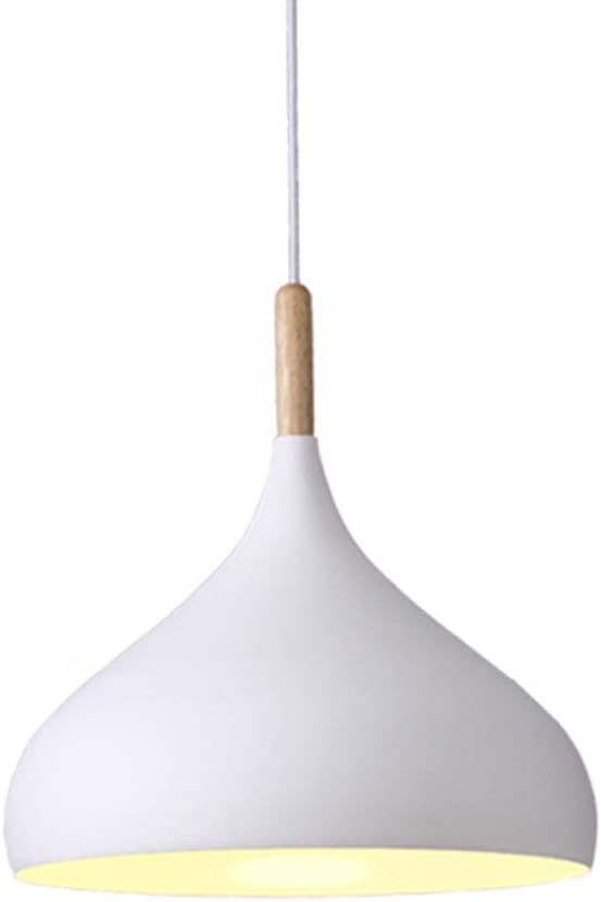 Mengjay Hanglamp retro hanglamp metaal Ø 24cm excl. E27 max. 60W lamp wit mat, metalen kap hangende hanglampen, voor eetkamer woonkamer restaurant eettafel café