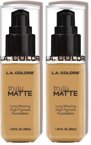L.A. COLORS Truly Matte Foundation, Nude, 1.35 Fl. Oz. (Pack of 2)
