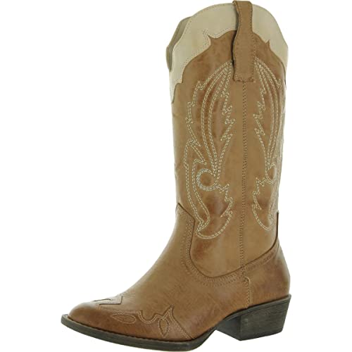 Coconuts by Matisse Womens Cisco Faux Leather Almond Toe Cowboy, Western Boots