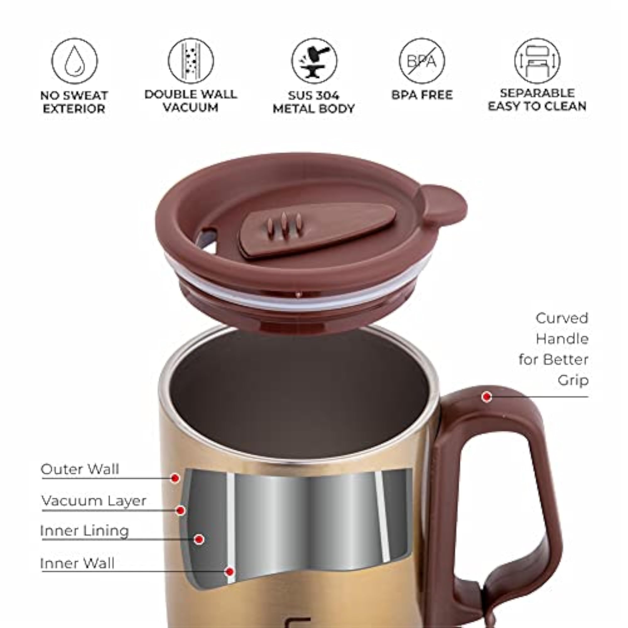 Stainless Steel Unbreakable Tea Coffee Mug, 350 ML