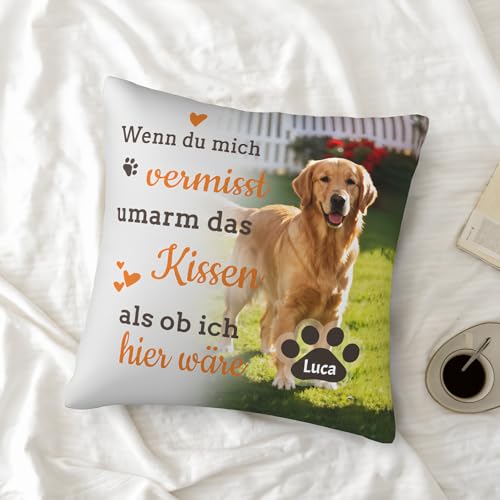 SunHurry Personalisiertes Gedenkkissen für Hunde, Trauerkissen mit Foto, Erinnerungsgeschenk für Haustiere