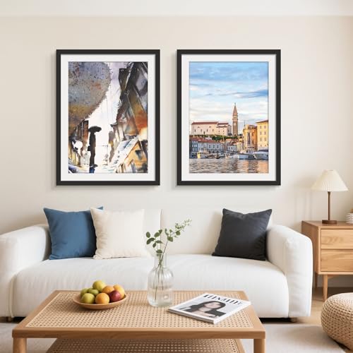 Picrit 24x32 Black Poster Frame 7 Pack, Display Pictures 20 x 28 Picture with Mat or 24 x 32 without Mat for Horizontal or Vertical Wall Mounting, Wall Gallery Photo Frames