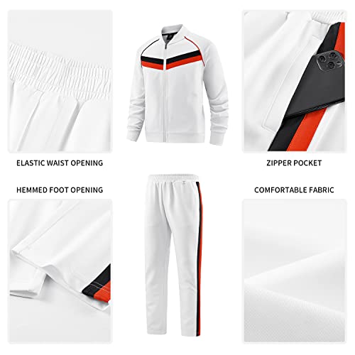 W Jianwang Mens Track Suits 2 Piece Tracksuits Sweatsuits Set Jogging Suit Fashion Casual Workout Running Sports Jacket And Pants Outfits White Jw-251-Xl #TOP3