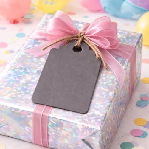 Image of CVANU 200pcs Premium Color Tag Blank Hanging with Pre-Punched Hole Tags for DIY Crafts, Gift Wrapping, Labelling & Writable Decorative Tags for All Occasions (2.85in X 1.7in) Dark Grey2