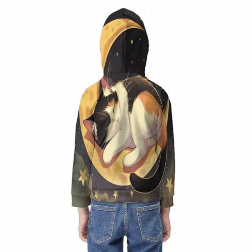 Pull à capuche imprimé 3D chat garçon chaud et confortable 10-12 ans - 6