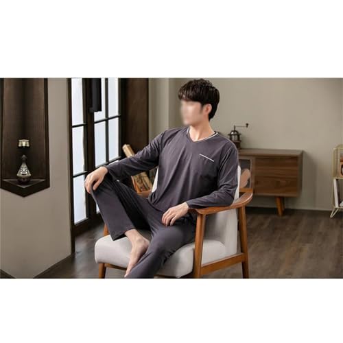 Men's Pajamas Cotton Plus Size Long Sleeve Pullover Sports Homewear Casual Korean Large2