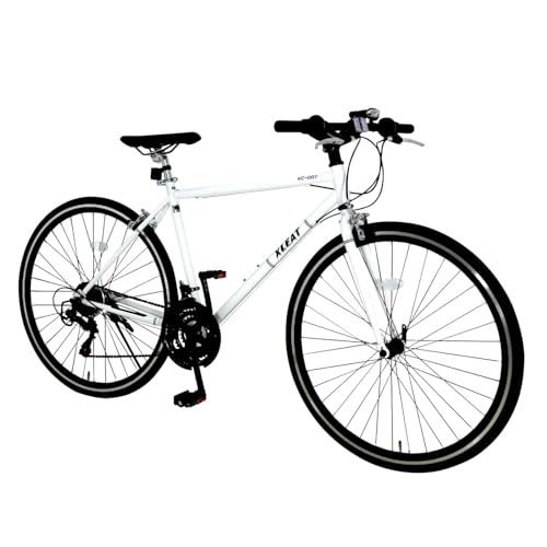 【最軽量モデル】clasimple 自転車 クロスバイク XC-007 26インチ シマノ製 21段変速 自転車 中学生 高校生 大学生 通学 通勤 男女兼用 700C×28Cタイヤ (ホワイト)