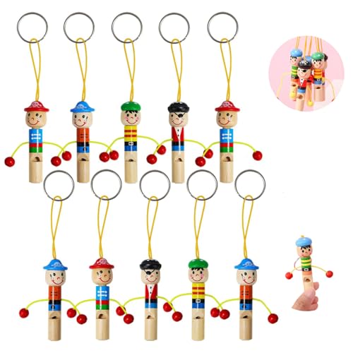 ZHAOYCSH 10 Piezas Silbato de Madera Natural para Niños,Juguete Educativo para Cumpleaños Infantiles, Fiestas y Actividades al Aire Libre - Silbatos de Madera Divertidos para Niños (Color Aleatorio)
