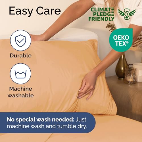 Image of Twin Size 3 Piece Sheet Set - Ultra Soft & Cooling Sheets - Peach