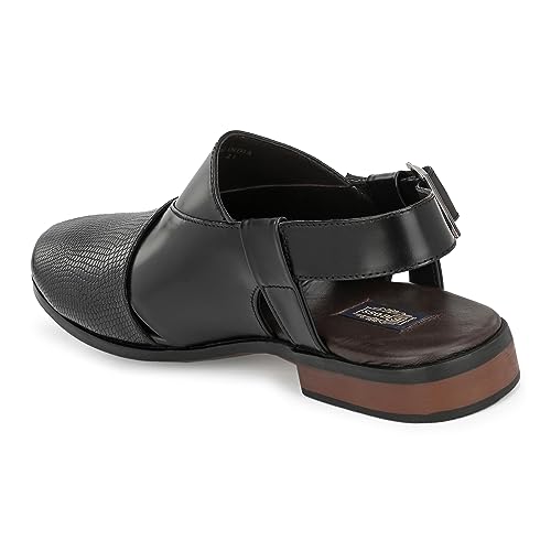 Image of egoss Luxe Premium Genuine Leather Peshawari Sandals For Men-8090