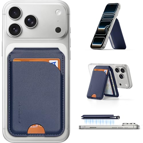Porte-cartes magnétique MagSafe cuir bleu DUX DUCIS portefeuille iPhone 15 14 13