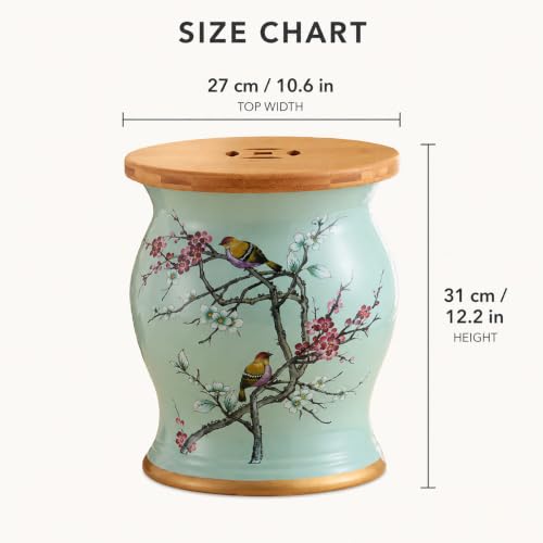 Taburete tambor de cerámica esmaltada, mesa auxiliar decorativa de jardín con tapa 3