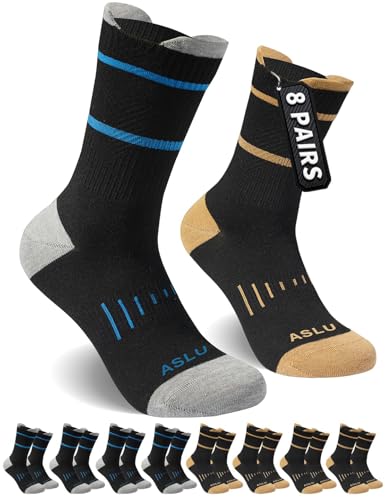 Men's Performance Athletic Socks with Arch Support & Compression Fit - Mid-Calf Workout Socks for...