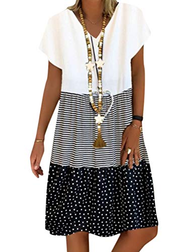 Onsoyours Sommerkleid Leinen Kleider Damen Elegant Casual V-Ausschnitt...