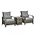 Outsunny 3 Piece Patio Furniture Set, PE Rattan Wicker Storage Table and Chairs w/Tufted Cushions for Outdoor Garden, Backyard, Poolside, Balcony, Gray