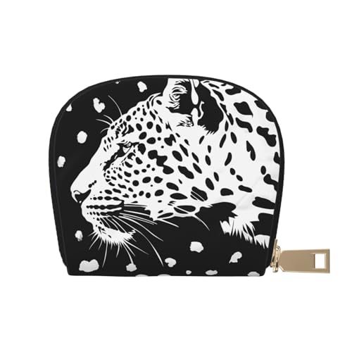Black Leopard Print Printed Card Holder Wallet, Women's PU Leather Card Case Wallet & Pocket Wallet