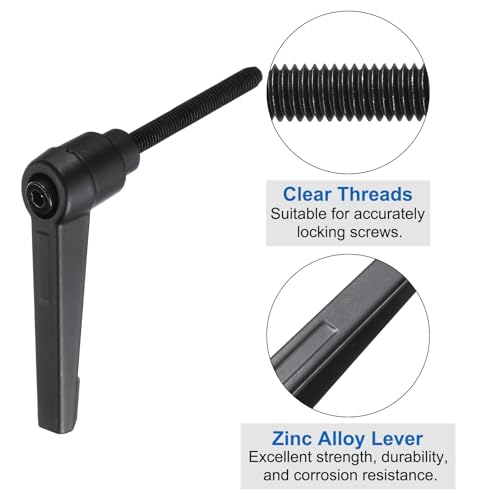 Image of uxcell 4pcs Lever Adjustable Handles M5 x 40mm Metric Male Thread with Nuts Washers, Level Clamping Handle Set Hand Stud Knobs Rotating Screw Handles Bolts with Locking Lever, Black