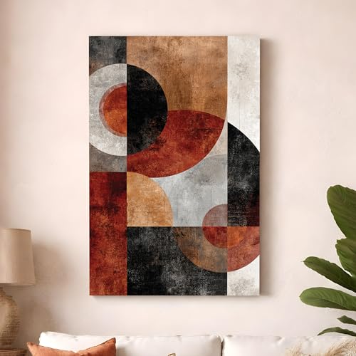 Image of Modern Abstract Stretched Canvas Painting For Living Room | Multicolor Boho Stretched Canvas Wall Art For Livingroom Home Decor, Bedroom, Hallway's, Office, Hotel - 56x86 cm